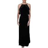 Ralph Lauren Womens Velvet Ruffled Dress