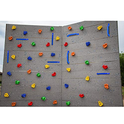 Rainbow Craft DIY Monkey Rock Climbing Holds Set Buddles of 20Pc with 2Pc Handles and 8Ft Knotted Rope for Kids Outdoor Play Includes Mounting Screws and Hooks