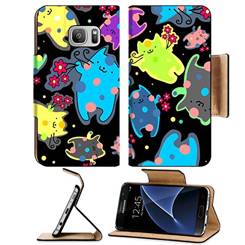 Liili Premium Samsung Galaxy S7 Flip Pu Leather Wallet Case Kid illustration with funny happy kittens Seamless composition IMAGE ID 35378074