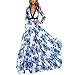 Women Elegant V Neck Long Sleeve Beach Dress Evening Cocktail Party Maxi Long Wedding Dress
