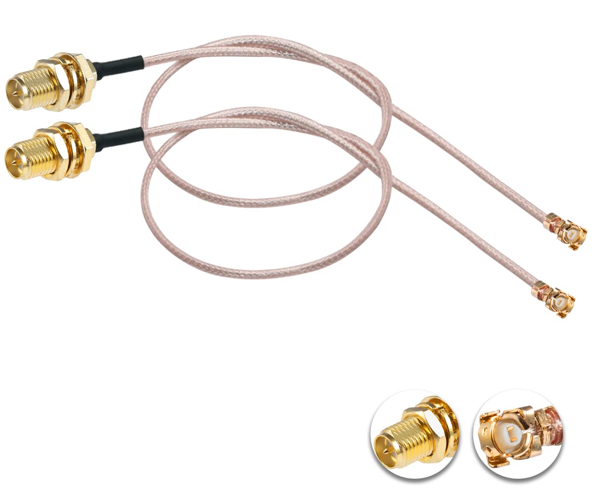 Vecys 2PCS U.F.L1 to RP-SMA Female Low Loss Coaxial Cable 12" /30CM U.F.L1 RG178 Coaxial Pigtail Cable for Wireless Routers Mini PCIE Network Cards PCI Wi-Fi WAN Repeater