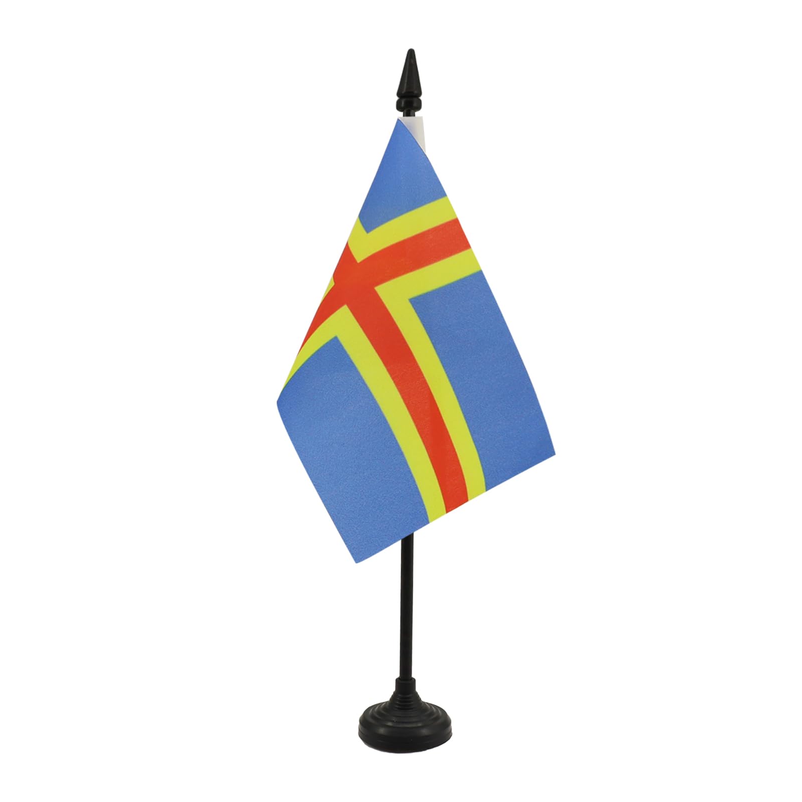 AZ FLAG - Aland Table Flag 4'' x 6'' - Aland Office Mini Banner 100% Polyester 15 x 10 cm - Mini Desk Flag with 10'' Pole and Black Plastic Base — image 1