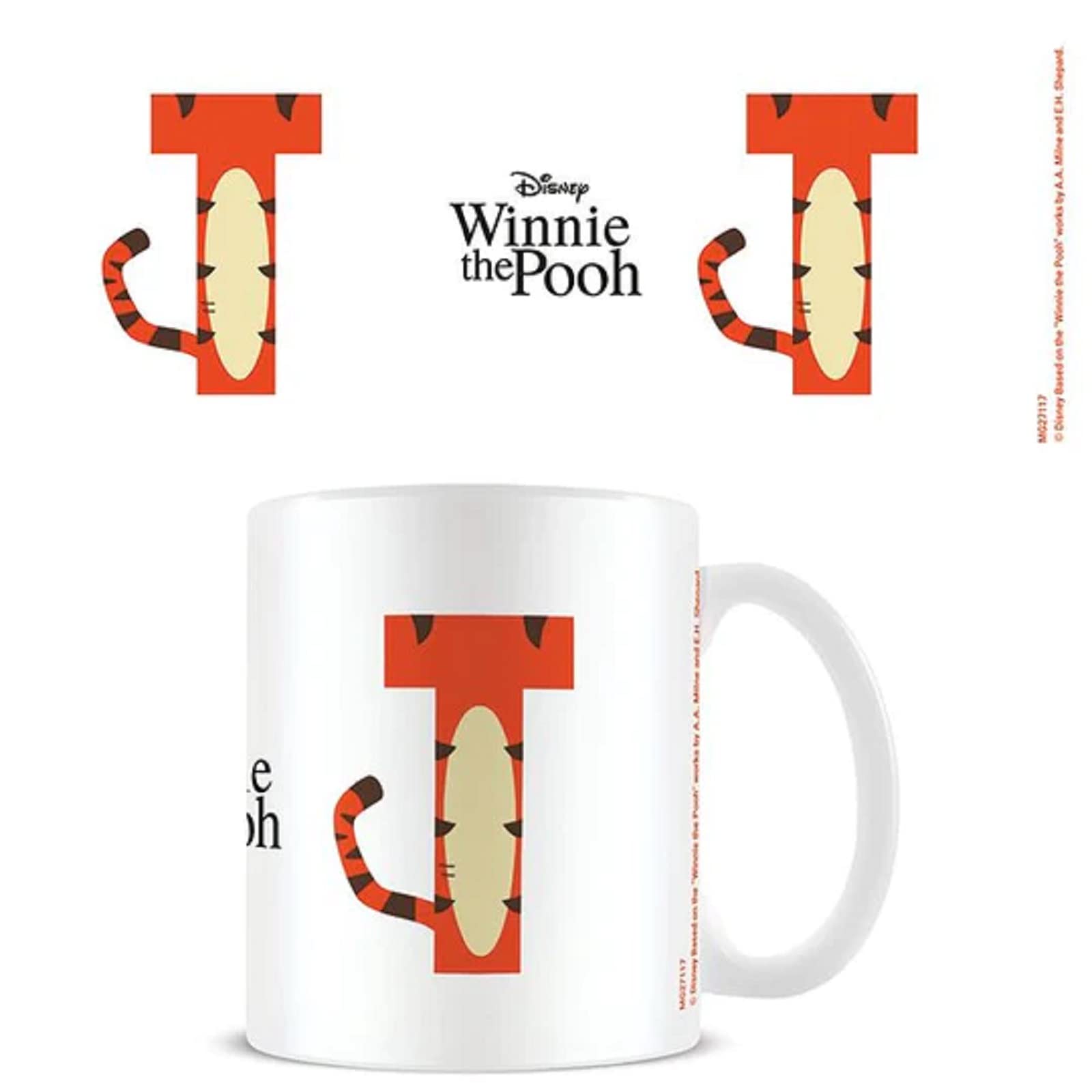 Disney Alphabet Personalised Mug (T for Tigger Design) 11oz Ceramic Coffee Mug in Presentation Disney Gift Box - Official Merchandise, Black,Orange