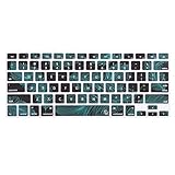 Case Star ® Feather Series High Quality Silicone Keyboard Cover Skin for MacBook 13-Inch Unibody / Macbook Pro 13, 15, 17-Inch and Apple Wireless Keyboard (Black with Aqua Blue Feather)