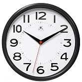 Infinity Instruments Metro 9 Inch Round Silent Non- Ticking Modern Clock | Modern Style D&eacute;cor For Any Room, Easy to Read Face, Black