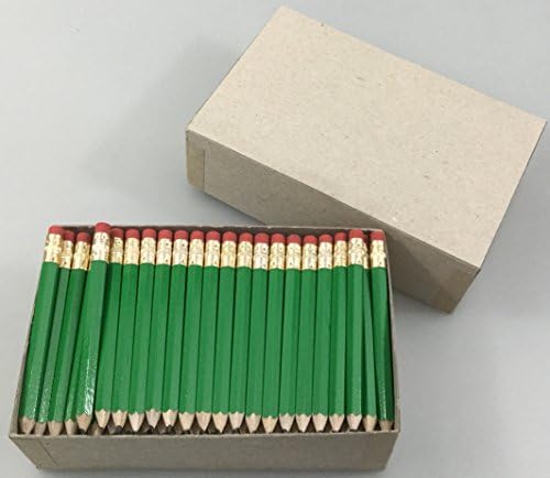 Half Pencils with Eraser - Golf, Classroom, Pew, Pocket -#2 Hexagon, Sharpened, Box of 144 ( 1 gross ) Color Choice: Bright Green