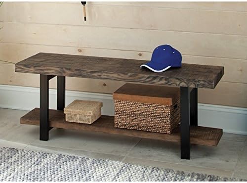 Alaterre Pomona Metal and Reclaimed Wood Bench with Shelf