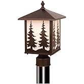 VAXCEL Yosemite 1L Bronze Rustic Outdoor Tree Post Light White Glass