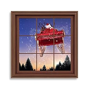 Framed Xmas Window Home Artwork for Living Room Bedroom