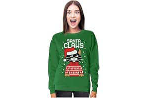 Tstars Santa Claws Sweatshirt Women Teen Girls Cat Ugly Christmas Sweater Style