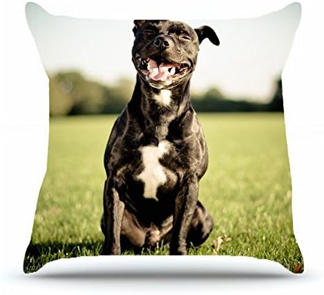 Throw Pillowcase 18 X 18 Inches Cotton Pillowcases Decorative Pillow Cover Case with Hidden Zipper Cushion Covers - Animals English Staffordshire Bull Terrier dog smile For Sofa