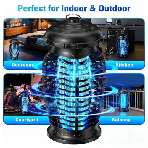 BYXAS Bug Zapper Outdoor Indoor, 15W Electric Mosquito Zapper with 4200V UV Light, Coverage of 1/2 Acre, 3 Prong Plug, Waterproof Fly Trap for Patio, Yard, Garden, Indoor Use