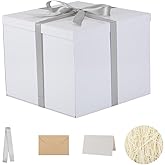 Large Gift Box with Lid 12.5x12.5x10 Inches, White Gift Boxes for presents Packaging for Birthdays, Valentine's Day, Christmas, Anniversaries (Include Shredded Paper Fill, Envelope Card Ribbon)