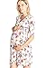 LaClef Flower Print V-Neck 3/4 Sleeve Baby Shower Front Tie Wrap Maternity Dress