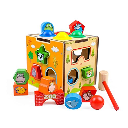 GEDIAO Wooden Learning Hammering & Pounding Toy with Four Balls Educational Toys Set, Developmental Activity Cube Animal Shape Sorter Blocks for Kids Toddlers - Thumbnail 7