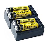 imydeal US Stock 4 PC 6000 mAh Li-ion 18650 3.7V Button Top Rechargeable Battery + 2X Smart Charger