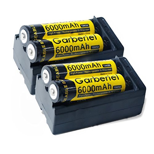 imydeal US Stock 4 PC 6000 mAh Li-ion 18650 3.7V Button Top Rechargeable Battery + 2X Smart Charger