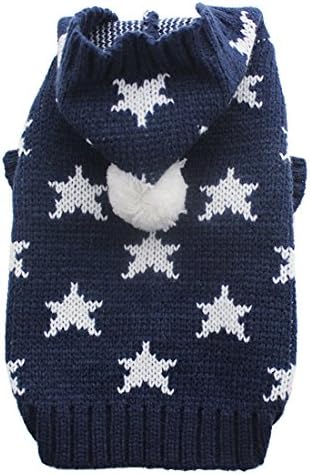 Pet Sweater Knit Hoody Stars design Puppy Coat Jacket Warm Jumper Clothes (XXL, Blue)