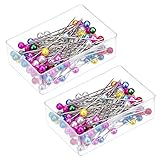 Outus Pearl Head Pins Straight Pins Mixed Colors 100 Pieces, 2 Pack
