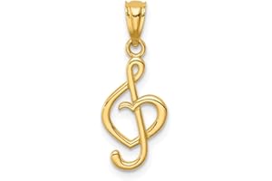 SONIA JEWELS Solid 14k Yellow Gold Music Note with Heart Pendant Charm