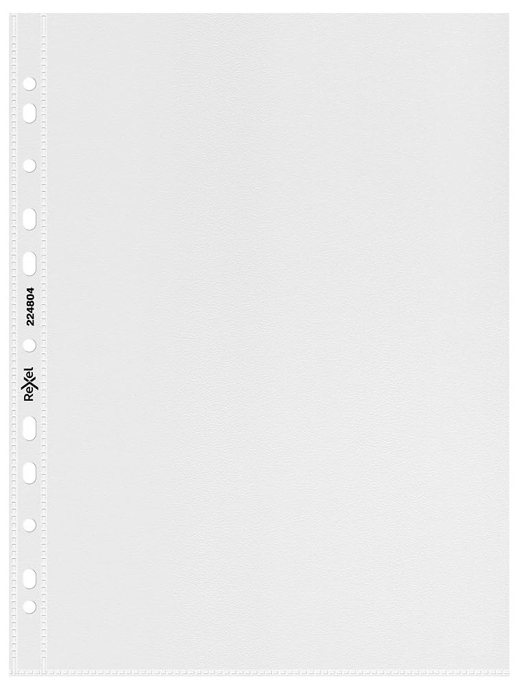 Rexel Quality A4 Punched Pockets, Embossed, Pack of 50, 224804