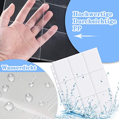 Koogel Leere Sammelalbum, 540 Pockets Hülle Sammelkarten 60 Seiten Transparent Sammelkarten Folien für eine Vielzahl von Ringbücher