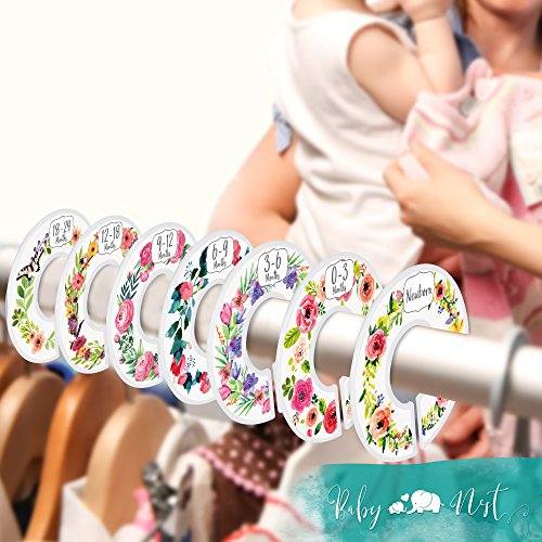 Baby Closet Dividers for Nursery Organization & Decor by Baby Nest Designs - Flower Bouquet Style Dividers Sized from Newborn to 24 Months (7 Pack)