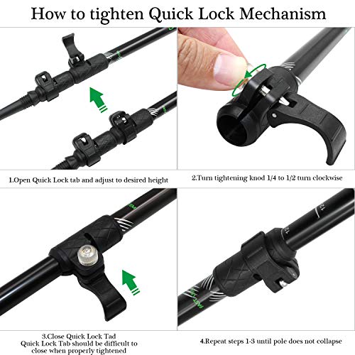 EJG Trekking Poles - 2 Packs/Set | Hiking Poles | Ski Poles | Walking Stick | Walking Poles | Nordic Walking Poles, Quick Lock System, Telescopic(25"-52"), Collapsible
