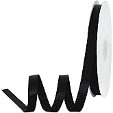 TONIFUL 1/2 Inch x 100yds Black Satin Ribbon Thin Solid Fabric Ribbons for Invitation Gift Wrapping, Bows Craft Making, Floral Bouquets, Valentine's Day Wedding Party Decoration,Halloween