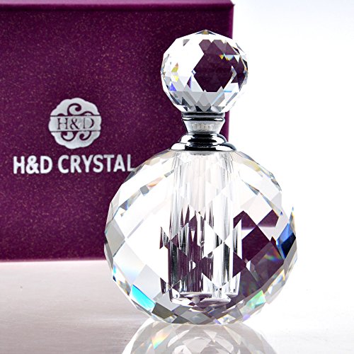 H&D Crystal Art Deco Vintage Style Perfume Bottles Empty Glass Refillable 10ml