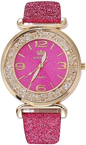 Women Watch, Fashion Crystal Analog Quartz Stainless Steel Case Leather Band Watch Casual Business Dress Watches Wrist Watch Sport Watch Christmas Birthday Gifts