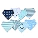 Comfy Cubs Baby Bandana Bibs, Drool Bib, Drooling Teething, 100% Organic Cotton, 8 Pack Unisex Boys Girls Blue