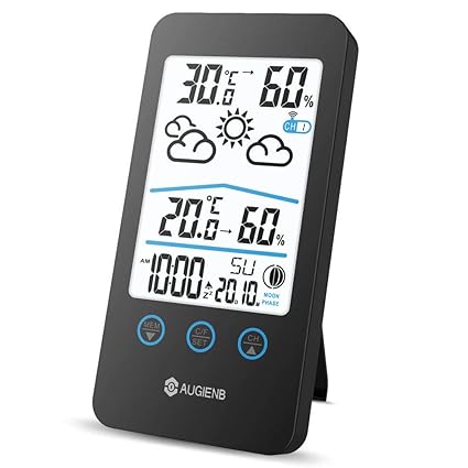 KKY Augienb Wireless LCD Digital Weather Station Moon Phase Thermometer Hygrometer D