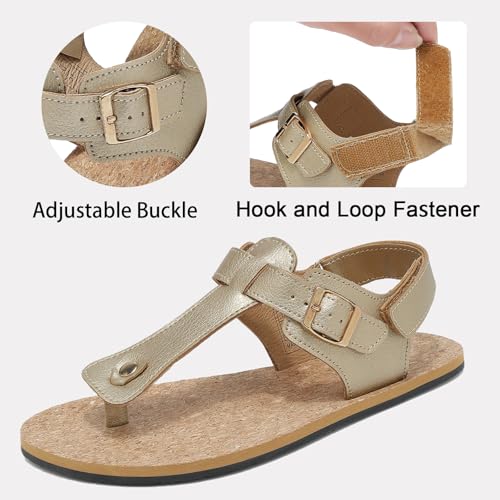 chetoria Barefoot Women's Summer Sandals Golden Flat Flip-flop | Barefoot Wide Toe Flip Flops, Zero Drop Sole, Breathable Sandals for Women, Lightweight and Comfortable Casual Shoes