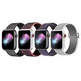 HILIMNY Compatible for Apple Watch Band 44mm, New Nylon Sport Loop, Adjustable Closure Wrist Strap, Replacement Band Compatible for iwatch Series 3 2 1(44mm, Pack 4 B)