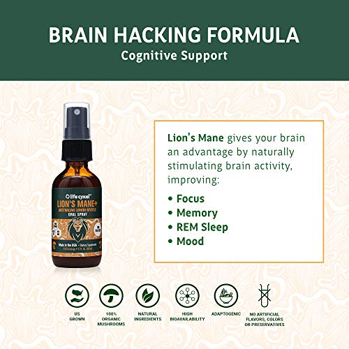 LIFE CYKEL Lion's Mane Mushroom Oral Spray with Lemon Myrtle Brain