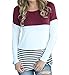 A Aura Women Round Neck Long Sleeves Color Blocked Lace Back T-Shirts