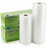 Vacuum Sealer Rolls Bag, 2 Pack 8"x50' and 11"x50' Food Saver Bag Rolls with Cutter Box,Sous Vide Roll Bag(100 feet) Commercial Grade for Food Storage, by KitchenBoss