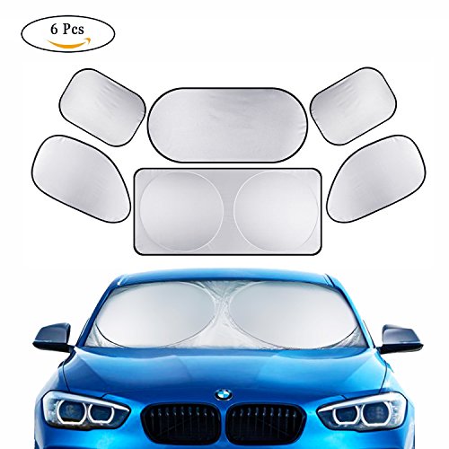 Full Car Windshield Sun Shade, Lecone Folding Silvering Reflective Car Sun Shade Visor Shield Cover to Keep Your Vehicle Cool, Heat and Sun Reflector