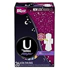 U by Kotex AllNighter Ultra Thin Overnight Pads with Wings, Unscented, 26 Count