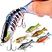 Sougayilang Bass Fishing Lure Multi Jointed Swimbait 7 Segment Lifelike Trout topwater Crankbait Pack of 5