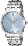 GUESS Men's U0716G1 Classic Silver-Tone Watch with Sky Blue Dial