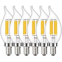 Joddge E12 Candelabra Light Bulb Dimmable C35 Edison LED CA11 Chandelier Bulbs 6W Equivalent 60 Watt Candle Light No Flicker Clear Glass 2700K Warm White - [UL Listed] (6 Pack)