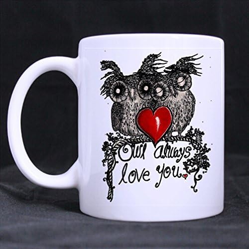 DONGMEN 11 oz Owl Always Love You Classic White Ceramic Coffe/Tea Hot Chocolate Mug Two Sides by DONGMEN Mug
