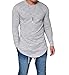 Karlywindow Men's Casual Solid Long Sleeve Hipster Hip Pop SWAG Curved Hem T-Shirt