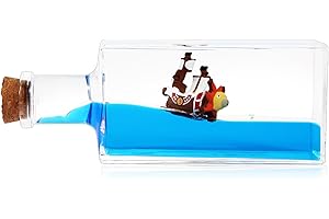 LETINE Unsinkable Thousand Sunny Pirate Ship in a Bottle - Thousand Sunny Drift Bottle Liquid Wave Pirate Ship Decor, Unsinkable Boat in a Box is Suitable for Desk Decor Display Cases and Gifts. (XL)