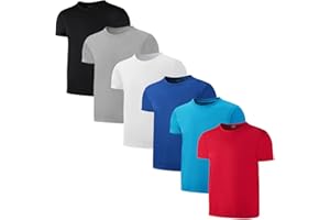 PHEDREW 6 Pack Boys Youth Kids Mesh Athletic Quick Dry T Shirts Short Sleeve Moisture Wicking Tee Shirts Active Tops (Age 4-18)