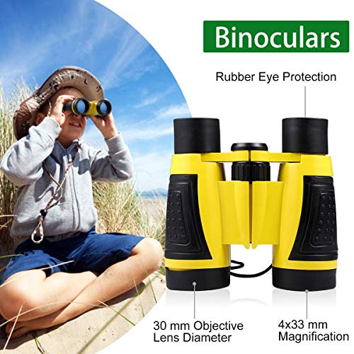 UTTORA Out Explorer Kit Gifts Toys,Kids Binoculars Set,Outdoor Exploration Set,Best for 6+ Year Old Boy and Girl,Kids Telescope Adventure Kit,Children Outdoor Educational Kit(17 PCS)