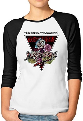 Deftones The Vinyl Collection Women 3/4 Sleeve Raglan Tops Shirt Black