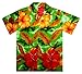 Funky Hawaiian Shirt For Men Short Sleeve Front-Pocket Big Flower Green